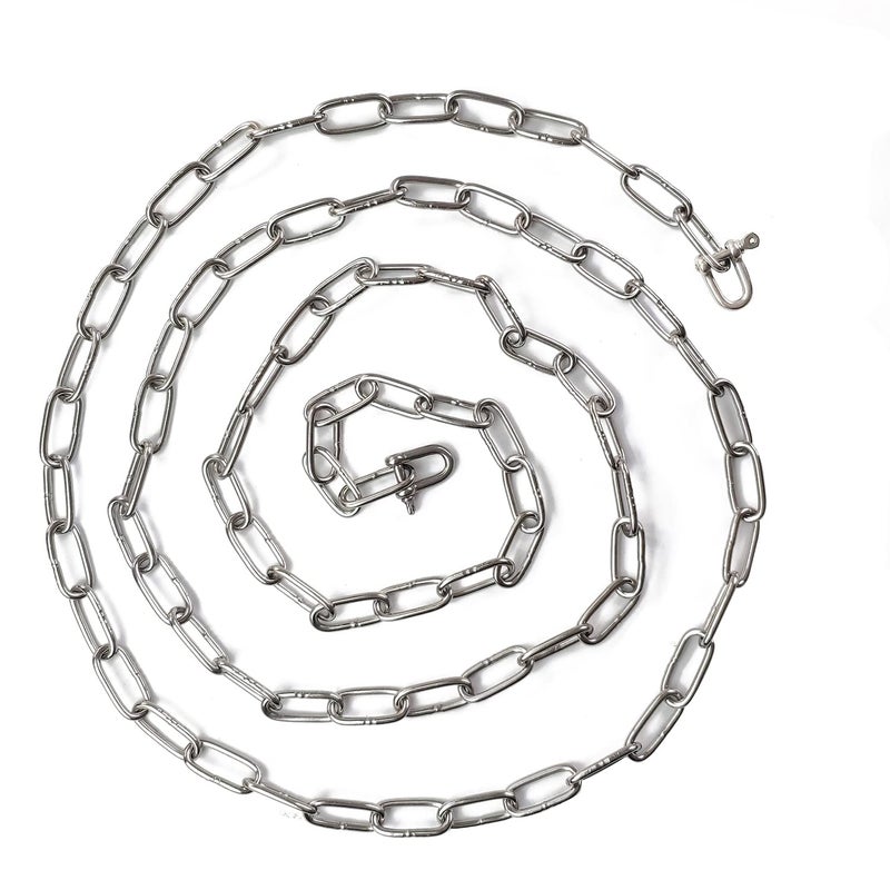JENSWILL 1/8 inch (3mm) -6.5ft(Length) Stainless Steel 304 Chain,Metal Chain Utility Chain Heavy Duty Chain for Guardrail, Swing, Lifting, Trailer,Pet,Hanging Clothes with 2 Shackles - Image 1